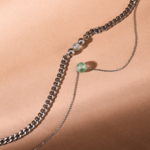 Fluorite x Argent | Collier chaîne de pierres précieuses